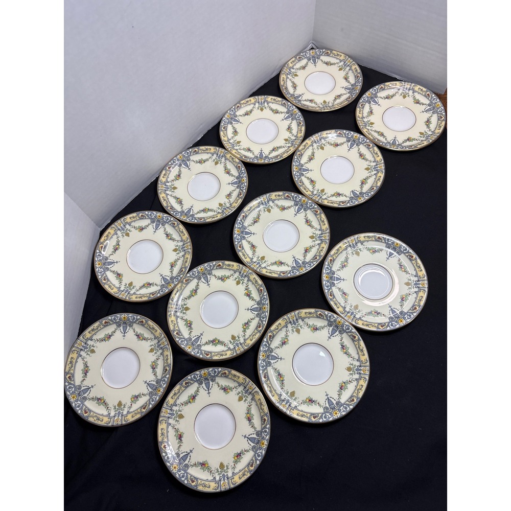 Royal Worcester Marquis Saucers Set (12) Floral Design Fine Bone China England